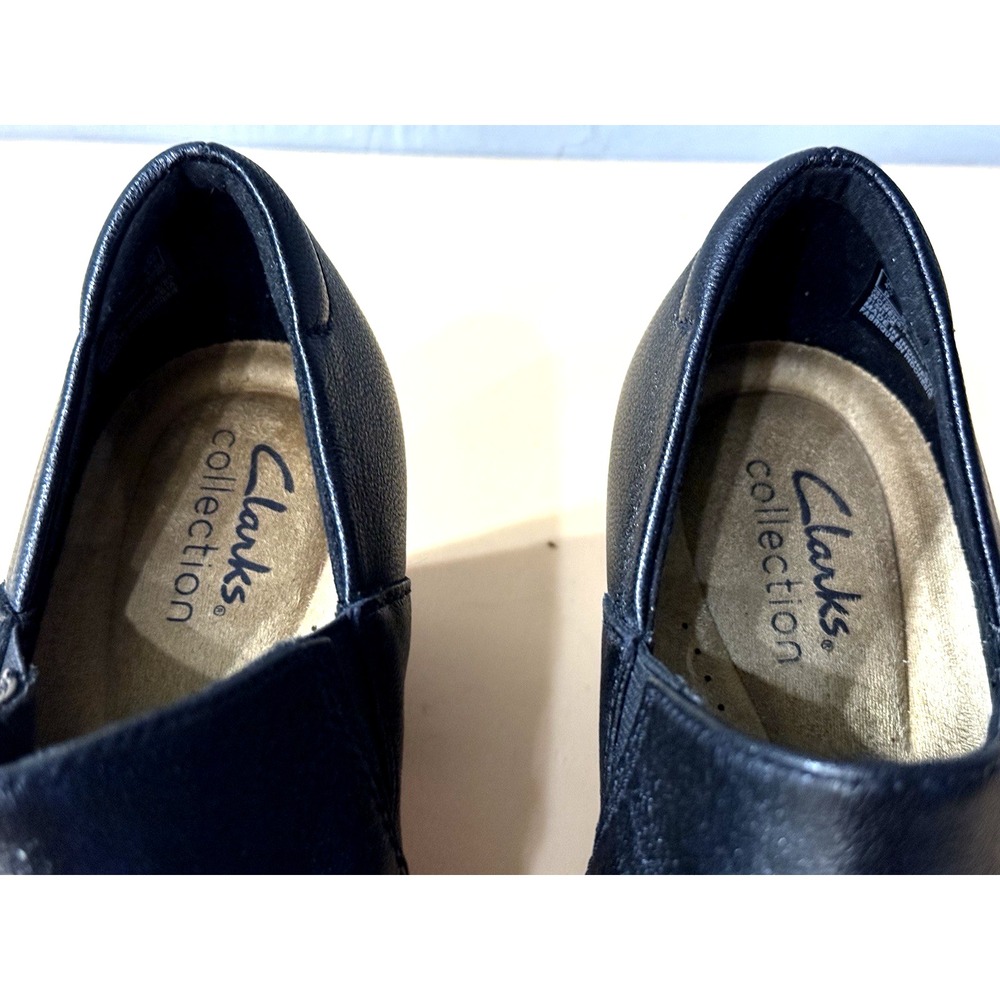 Clarks Collection Women's Black Leather Low Heel Slip On Comfort Shoes Size 7 - Picture 6 of 10